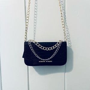 NWT Adrienne Vittadini Crocodile Black Crossbody Bag